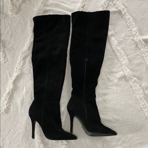 Aldo OTK black suede stiletto boots